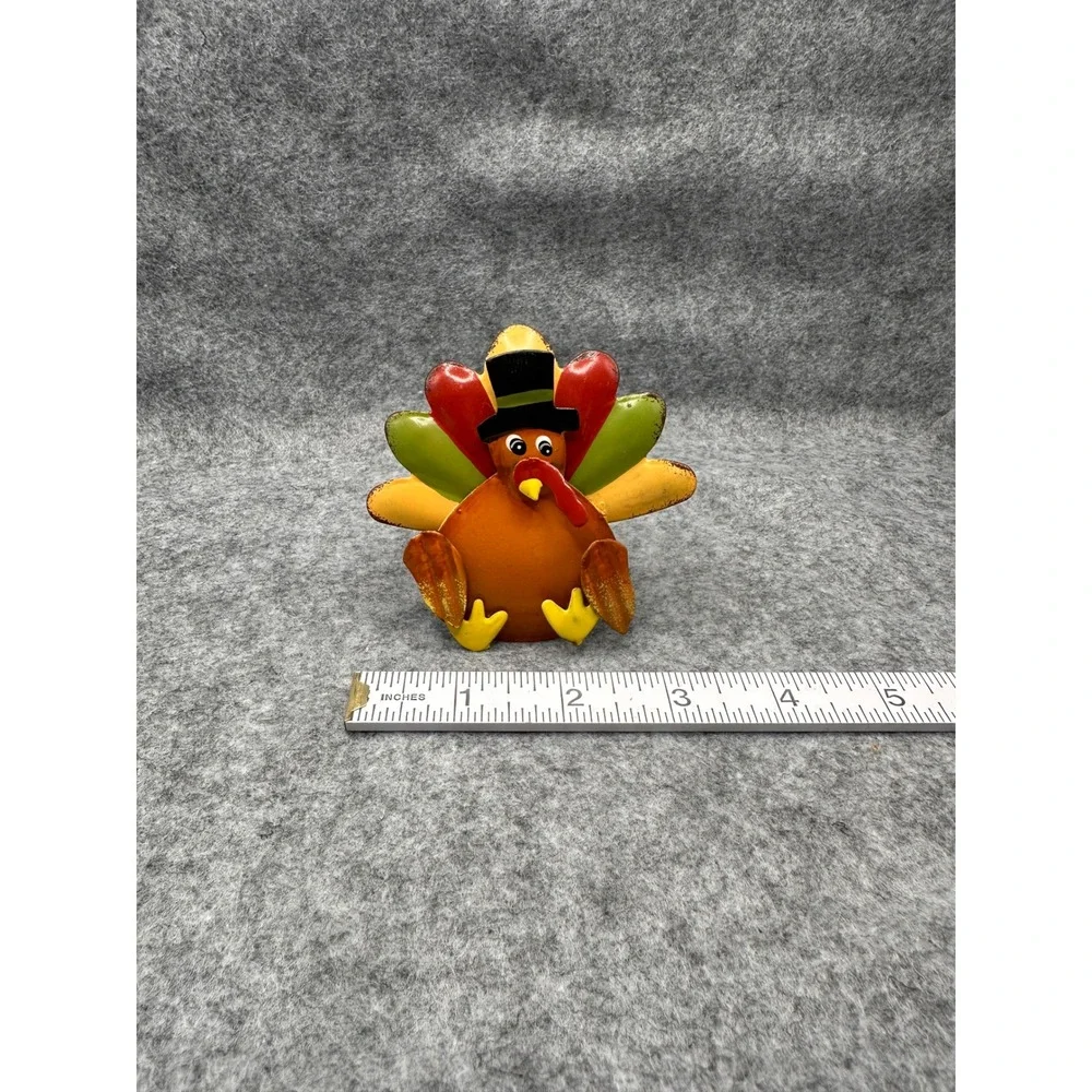 Set of 6 Metal Turkey Napkin Rings Thanksgiving Fall Harvest Table Decor Top Hat